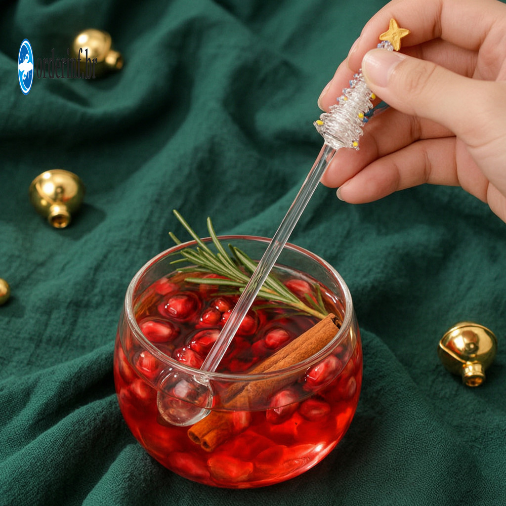 Decorative Drink Swizzle Stick Handmade Borosilicate Glass Spoon Stirring – Heat Resistant for Coffee Milk Tea for Sou