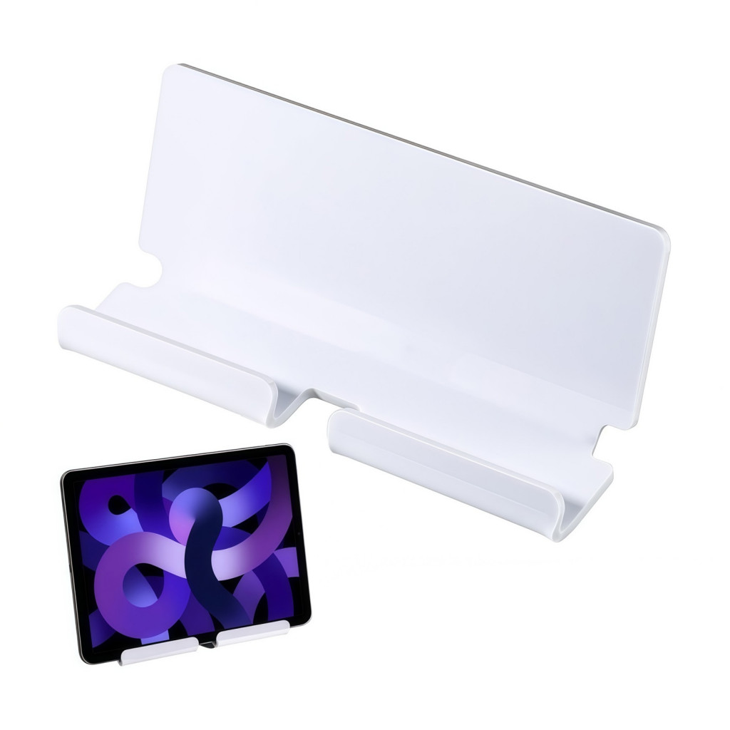 Universal Acrylic Wall Mount Tablet Smartphone Holder with Cable Organizer – Space-saving Charging Stand for Room and