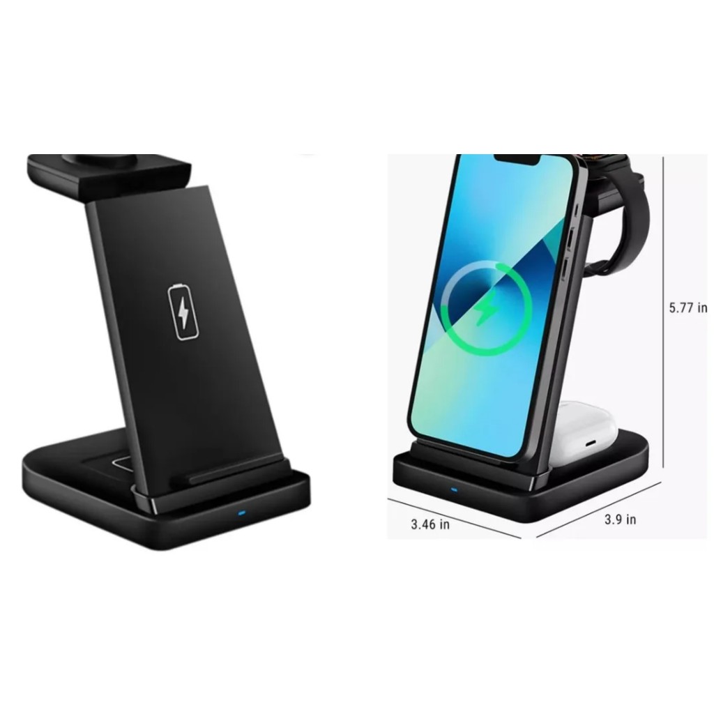 Estação De Carregamento Sem Fio 3 Em 1 Fashion Charging Stat Preto