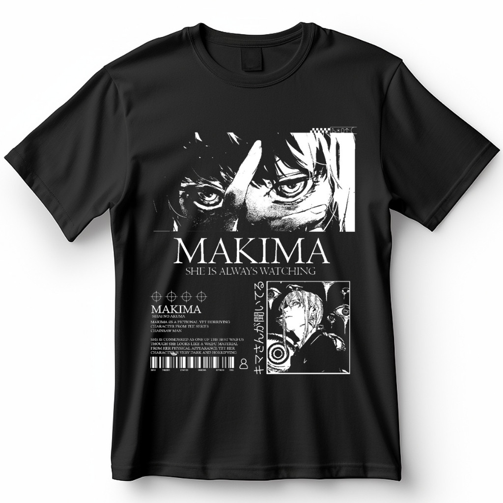 Camiseta Estampa Makima Chainsaw Man de Anime - Camisa de Malha 100% Algodão - Envio Imediato - Polar Clothing Store