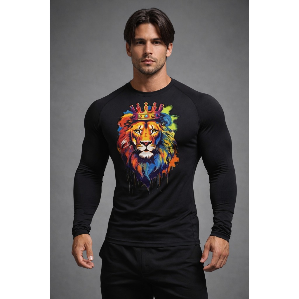 Camiseta Térmica Masculina Leão de Judá – Segunda Pele de Compressão – Ideal para Treino e Inverno
