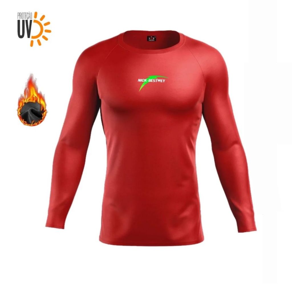 Camiseta Segunda Pele Masculina Térmica Inverno Frio UV Compressão Dry Fit Bestway
