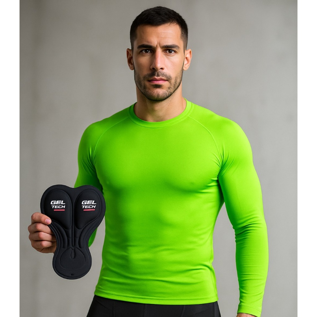 Camiseta Térmica Masculina Segunda Pele Inverno Frio UV Dry Fit Compressão Nick-Bestway Verde