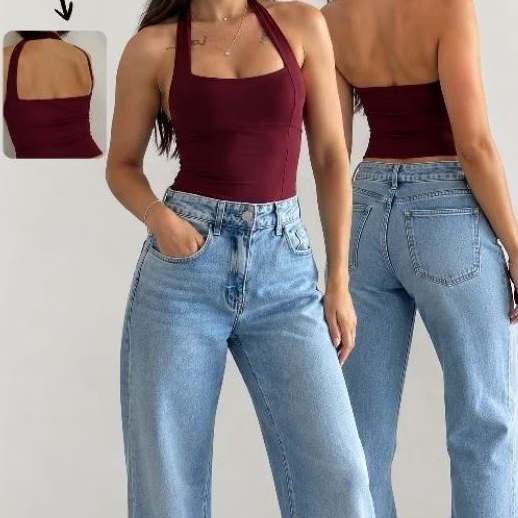 Blusa Feminina Top Halter Frente Única Costas Nuas Cropped Halter Neck Verão Tendência
