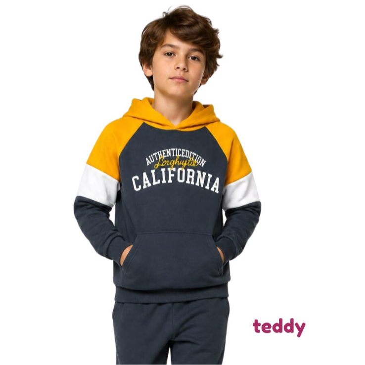 Conjunto infantil moletom flanelado  c/capuz menino Teddy tamanhos 10 ao 14 18703