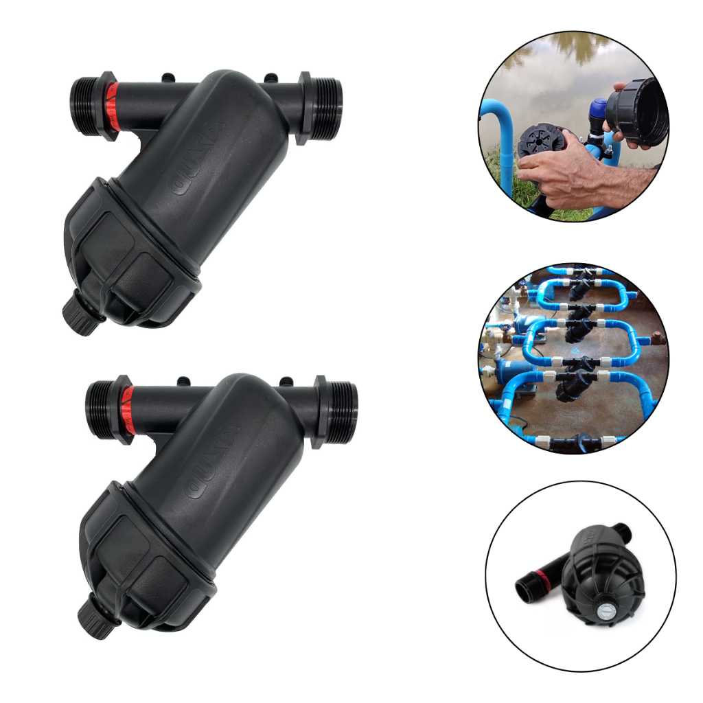 Kit 2 Filtro Modular Azud 2´´ Polegadas Sistema Irrigação Gotejo 125 Mesh
