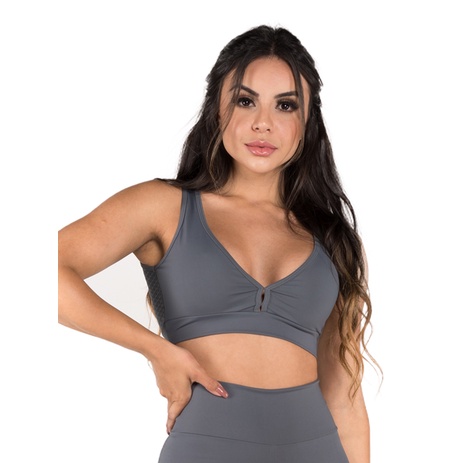 Top Fitness Feminino Decote Dily Poliamida com Mesh Roupas para Academia Fabricação Própria