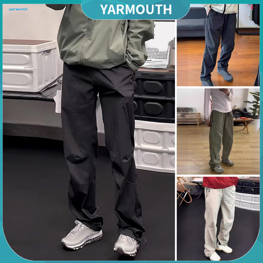 Casual Solid Color Pants Men Men's Lightweight Quick-dry Cargo Outdoor Travel Camping Trousers Loose Fit with Drawstring