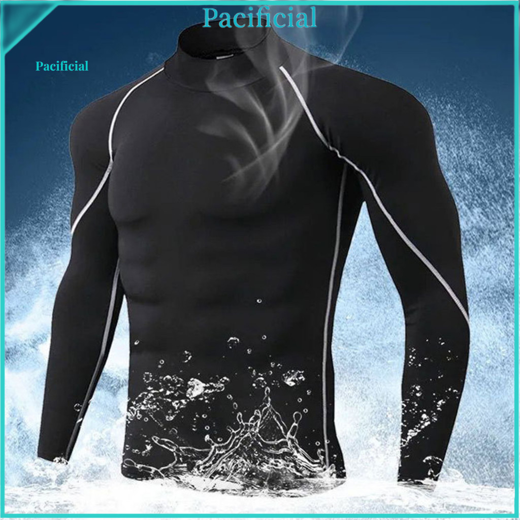 Men Long Sleeve Workout Top Base Layer for Men's Quick Dry Compression – Lightweight Breathable Gym Sports Shirt Solid