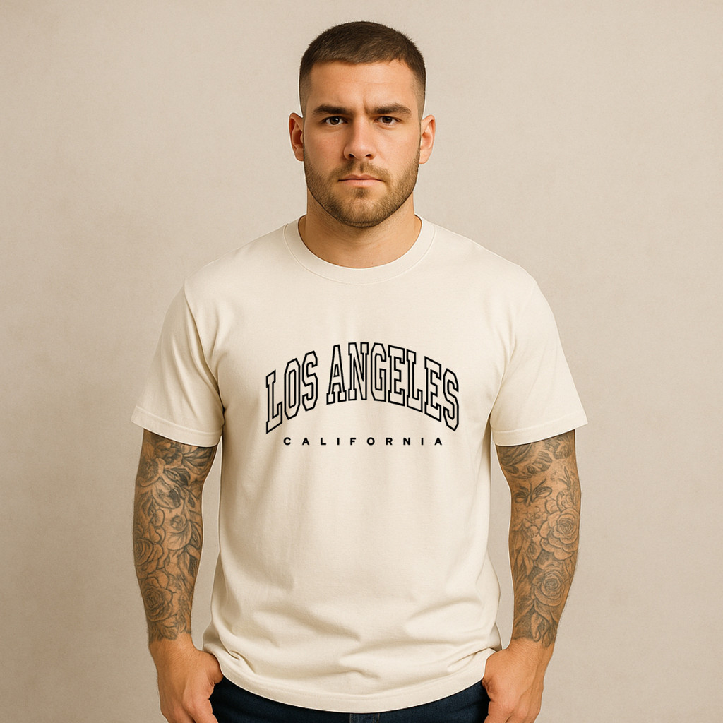 Camisa Masculina Moda Em Alta Los Angeles California 100% Algodão Camiseta Premium Gym Slim Verão
