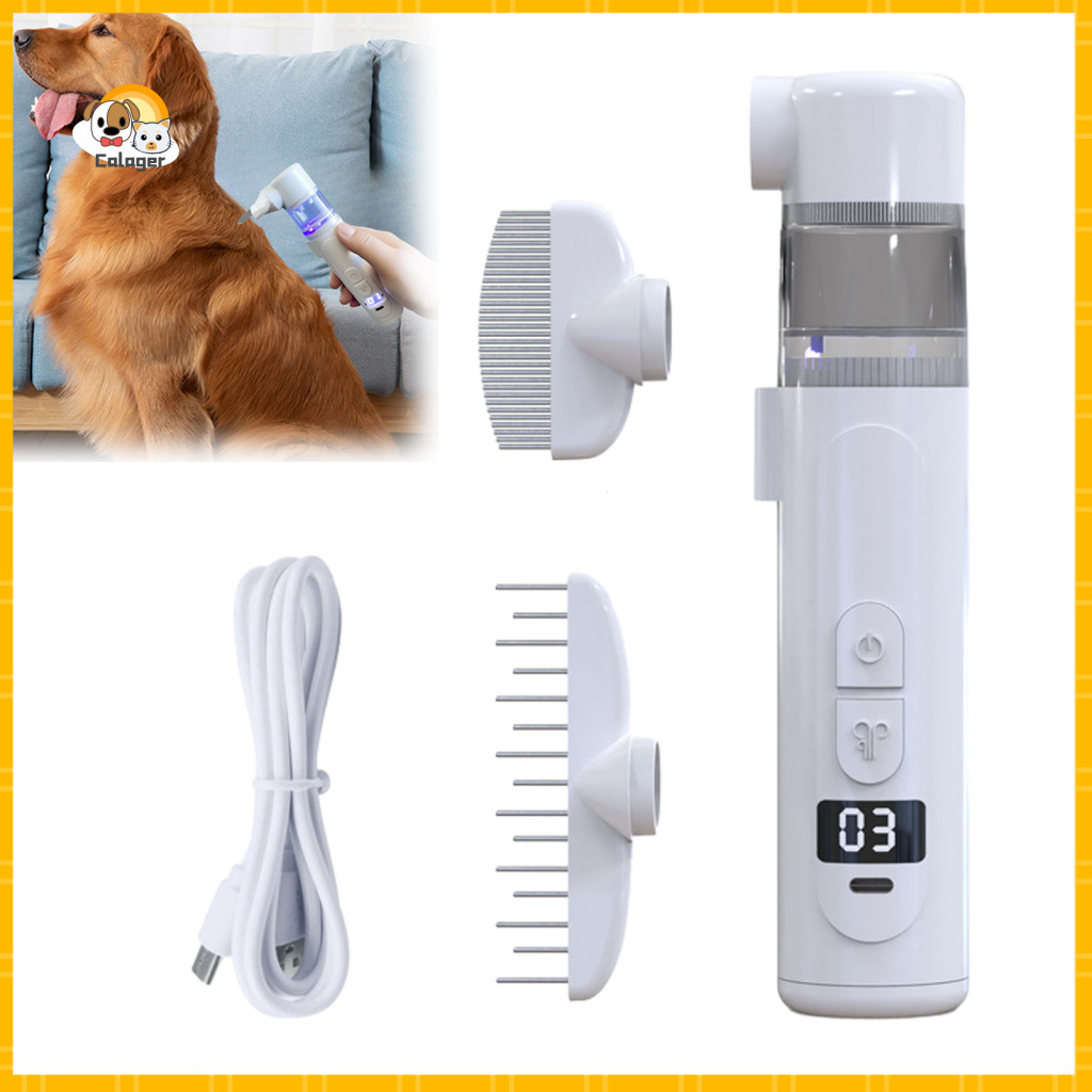 Portable Pet Care Device Grooming Vacuum Electric Flea Comb 3-in-1 Rechargeable Brush for Dogs Cats Suction Hair Remover