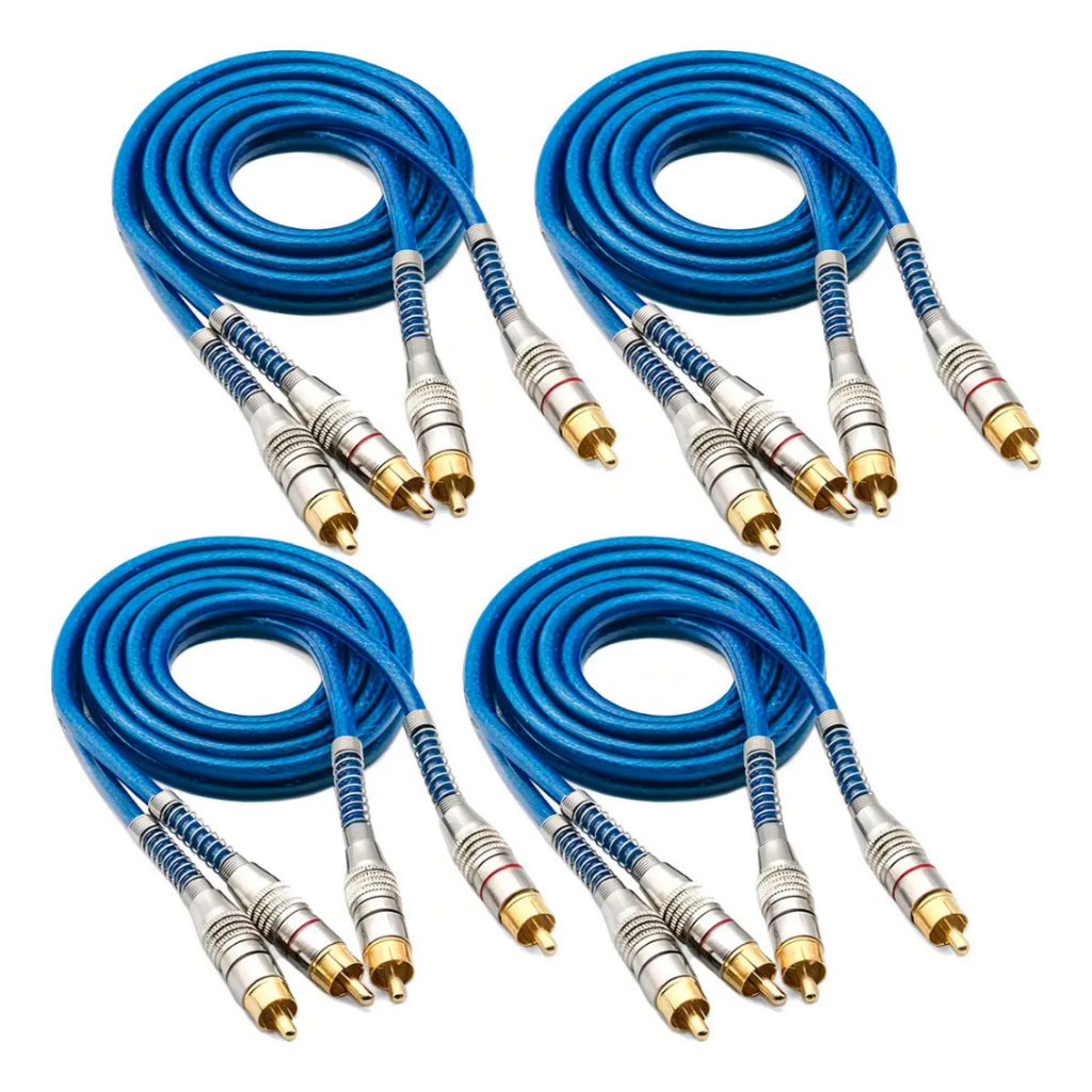 Kit 4 Cabos Rca 1 Metro 1m Blindado Prime 5mm Dupla Blindagem - Besser Store