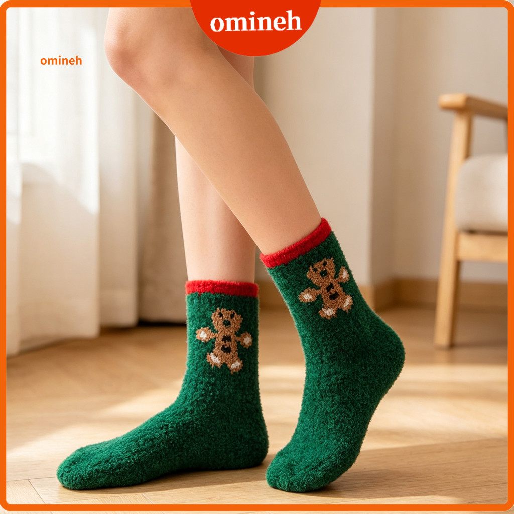 Plush House Socks Warm Slippers 1 Pair Coral Fleece Christmas Fuzzy Slipper Unisex Thick Cozy Sleeping for Fall Winter S