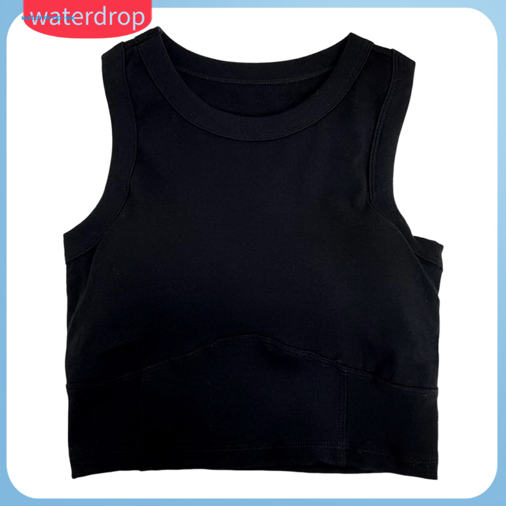 Women’s Seamless Sleeveless Crop Top Padded Stretchy Round Neck Tank Cooling Dry Fit Sports Vest Basic Summer Activewe