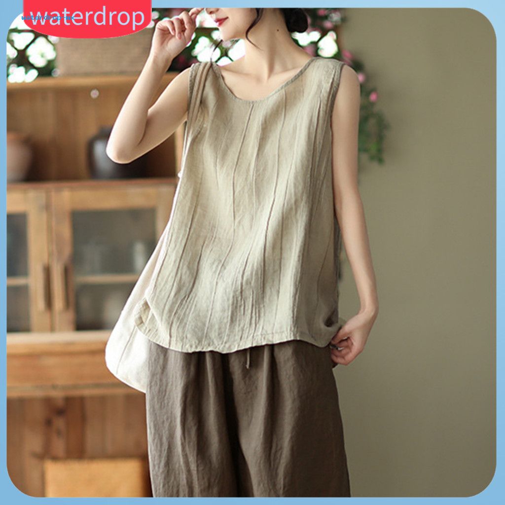 Women’s Sleeveless Tank Top Round Neck Solid Color Loose Fit Lightweight Sport Vest Casual Streetwear Summer Wear Wome