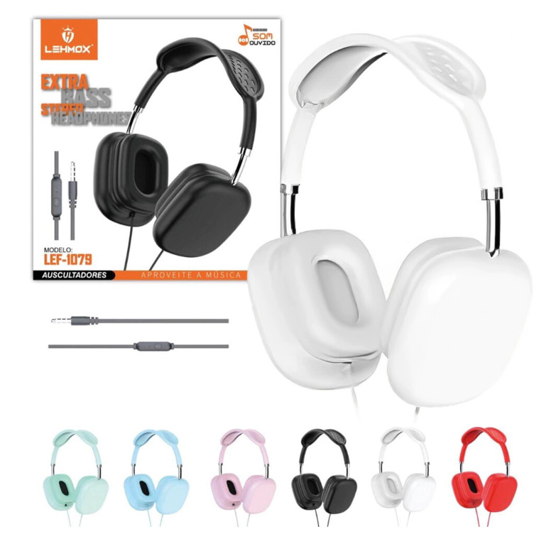 Headphone Bluetooth Com Fio Microfone P3 3.5mm Lehmox - LEF-1079