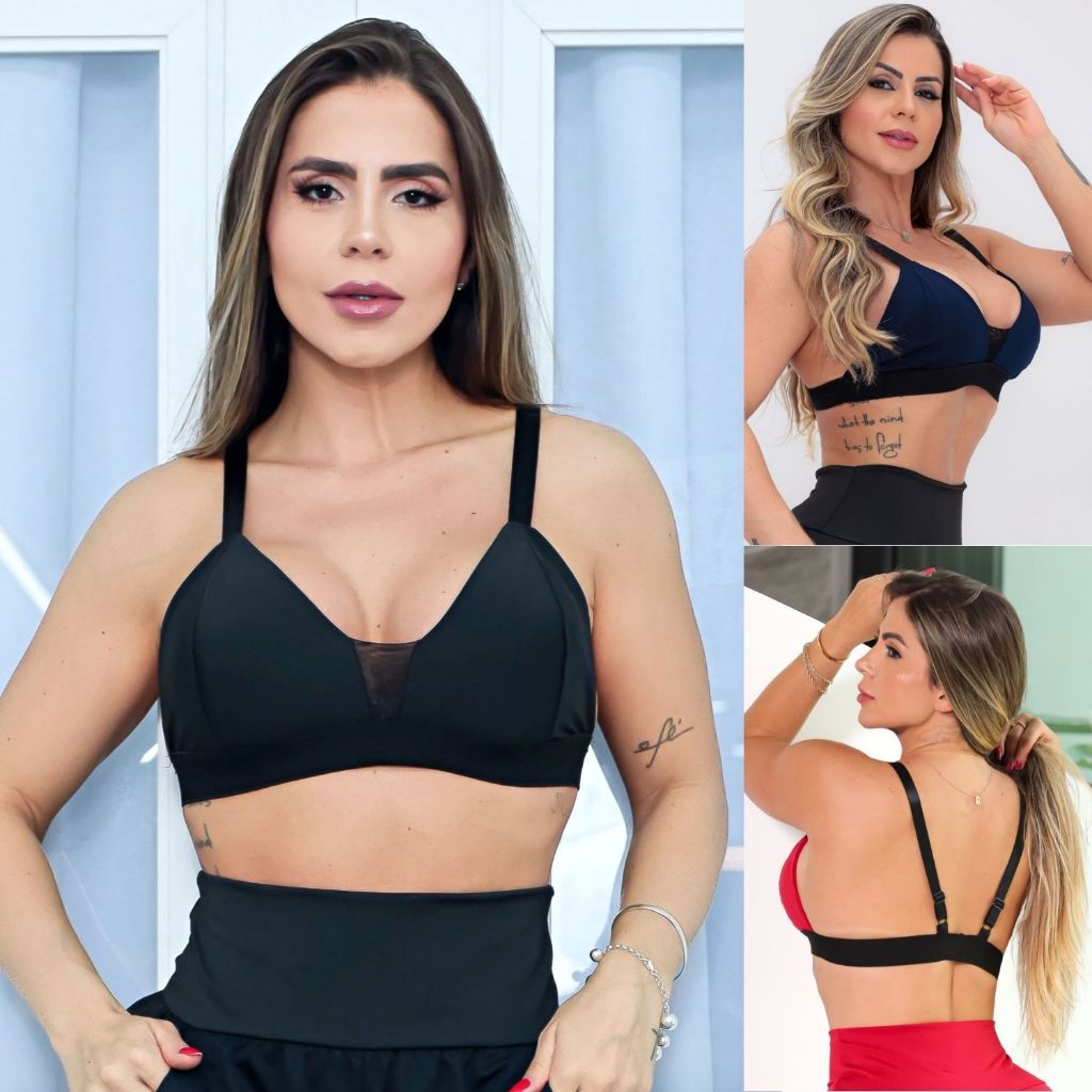 Top Esportivo Feminino Suplex com Bojo Removível e Alças Ajustáveis para Academia Pronta Entrega