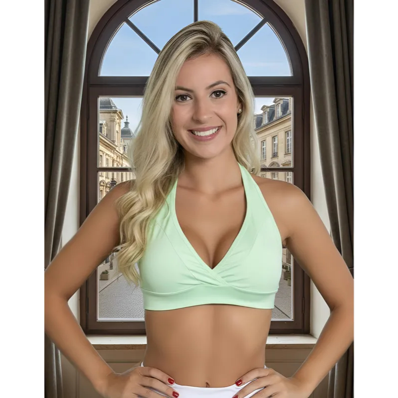 Top De Pescoço Feminino Para Malhar Fitness Em Suplex Liso