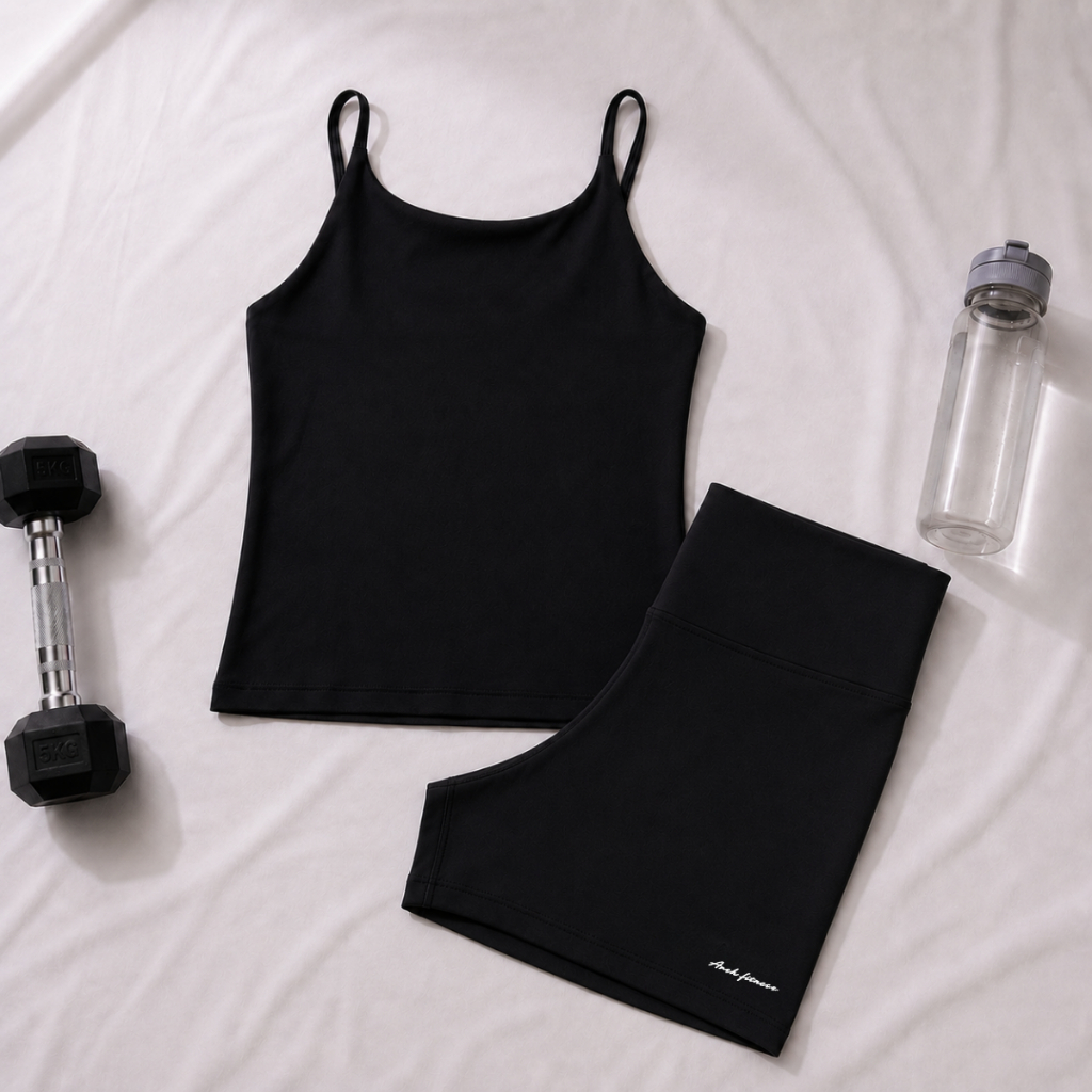Conjunto Short Regata Feminino Poliamida Alça Fina Cintura Alta Fitness Academia Treino Yoga Verão