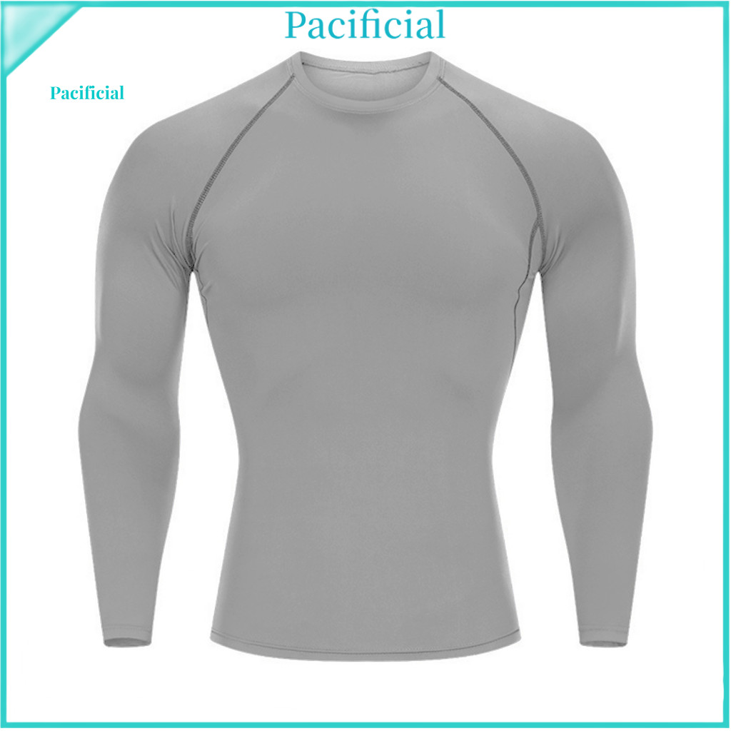Fitness Shirt Work T-shirt Men's Compression Running Long Sleeve Breathable Quick Dry Sweat-wicking Workout Tee for Jogg
