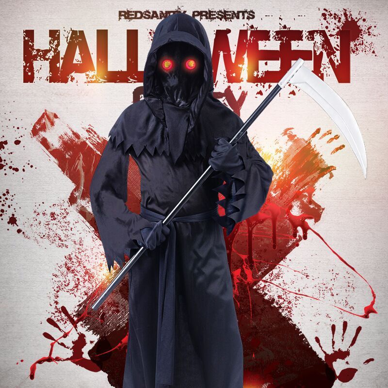 Halloween Crianças Grim Reaper Traje Horror Manto Palco Cosplay Outfit