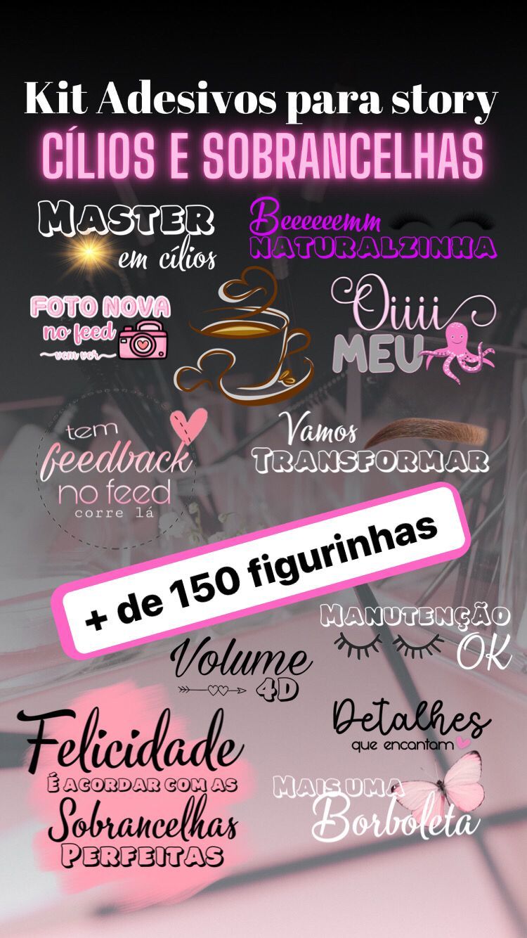 Figurinhas instagram cilios e sobrancelhas