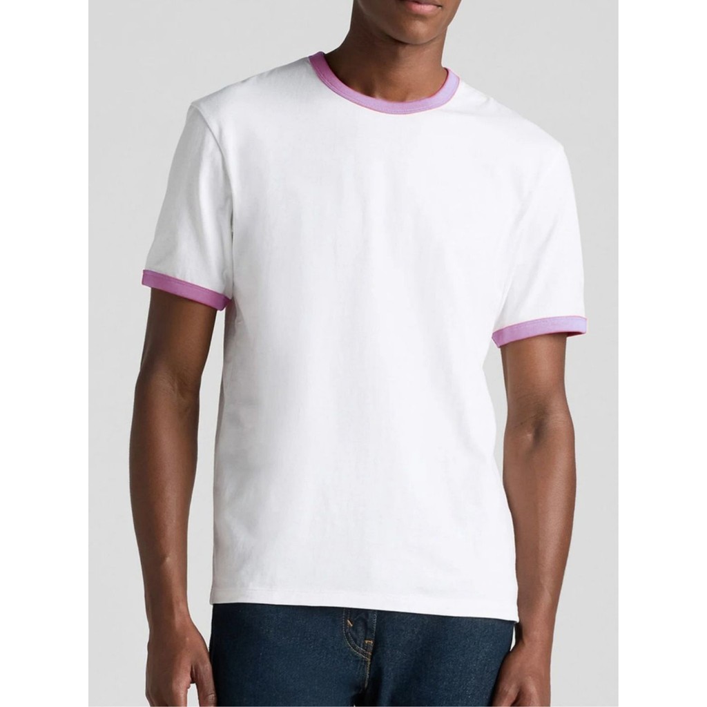 Camiseta Ringer Tee Branco c/ Liláz Modelo Tradicional - No Sense