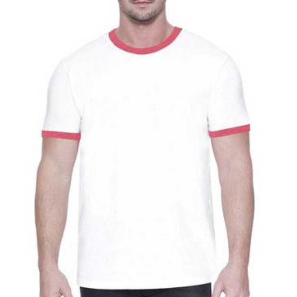 Camiseta Ringer Tee Branco c/ Vermelho Modelo Convencional Unisex - No Sense
