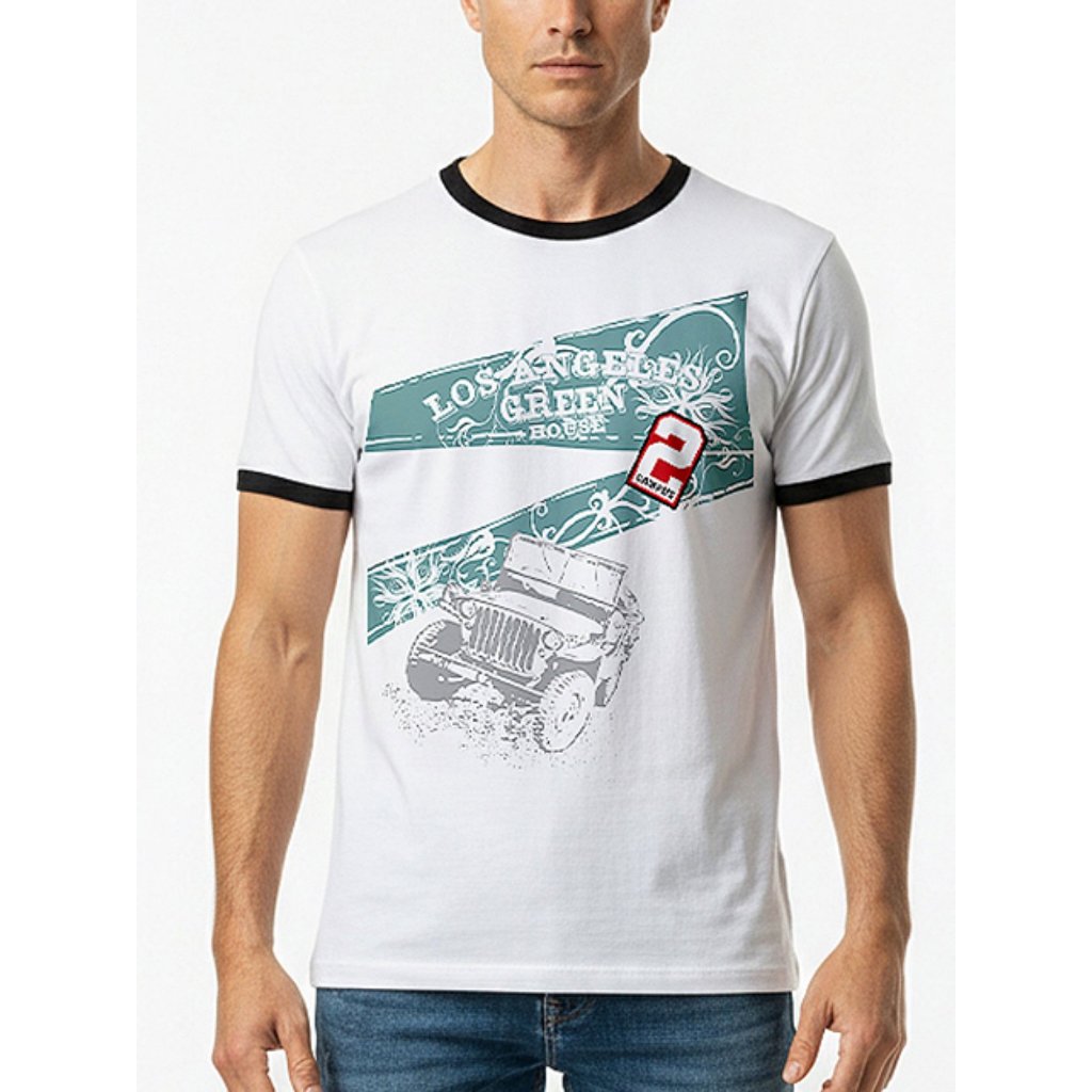 Camiseta Masculina Com Manga Estilo Ringer Tee Los Angeles - No Sense