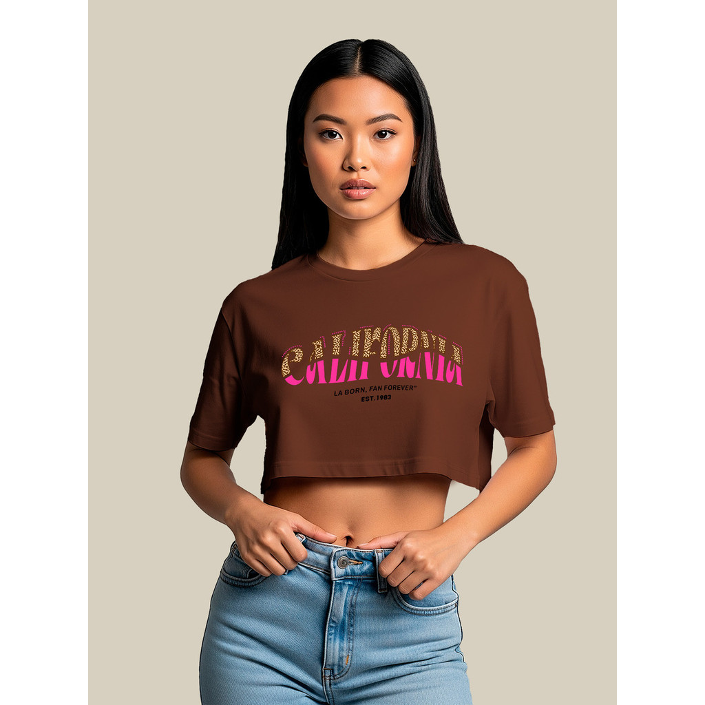 Cropped Feminino Oversized Americano Versity California Gym