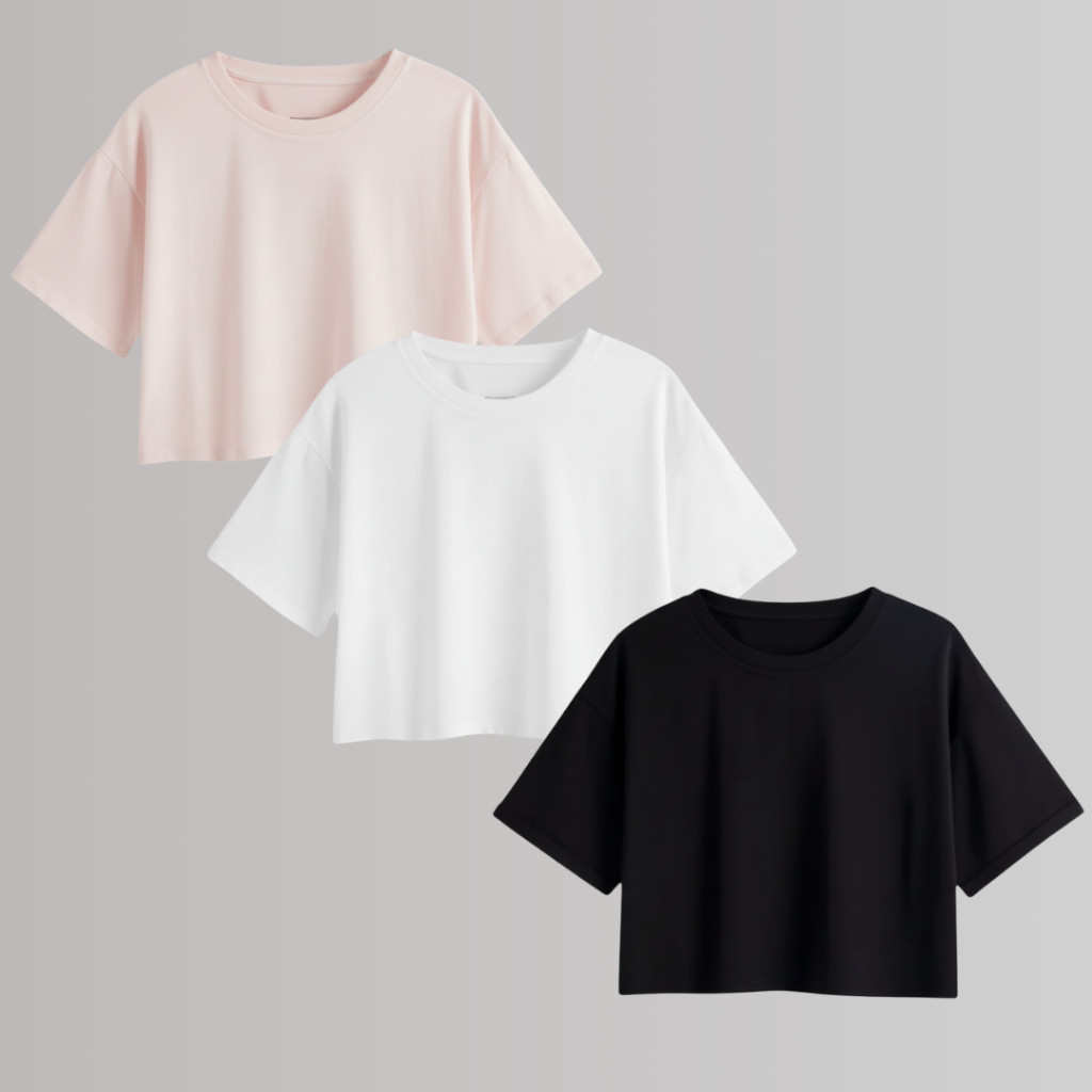 Kit 3 Cropped Feminino Gym – Algodão Anti-incômodo para Treinar