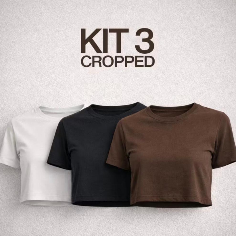 Kit 3 Cropped Feminino Gym 100% Algodão - Confortável, Leve e Ideal para Academia