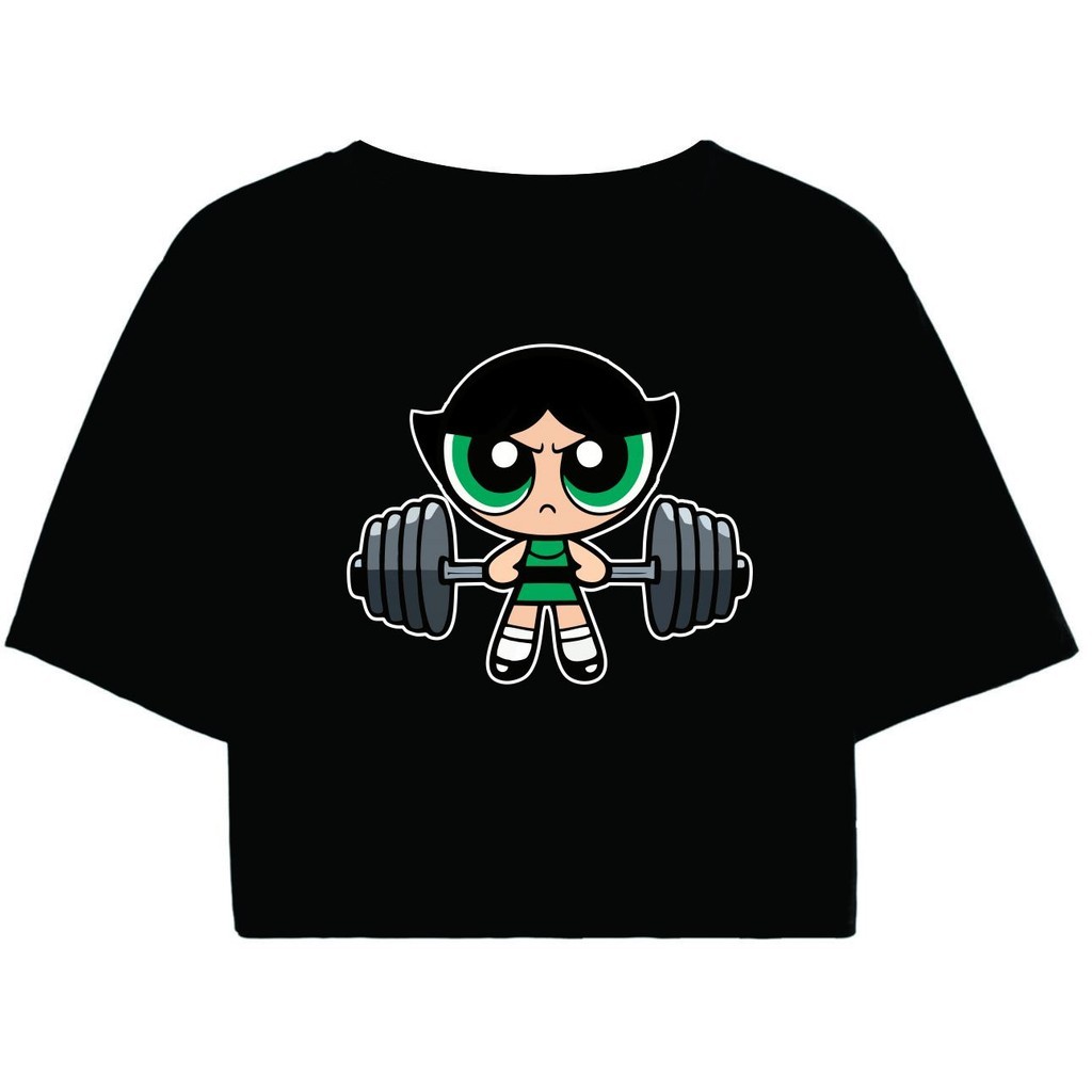 Cropped Feminino Preto Academia malhação fitness gym docinho as meninas super poderosas