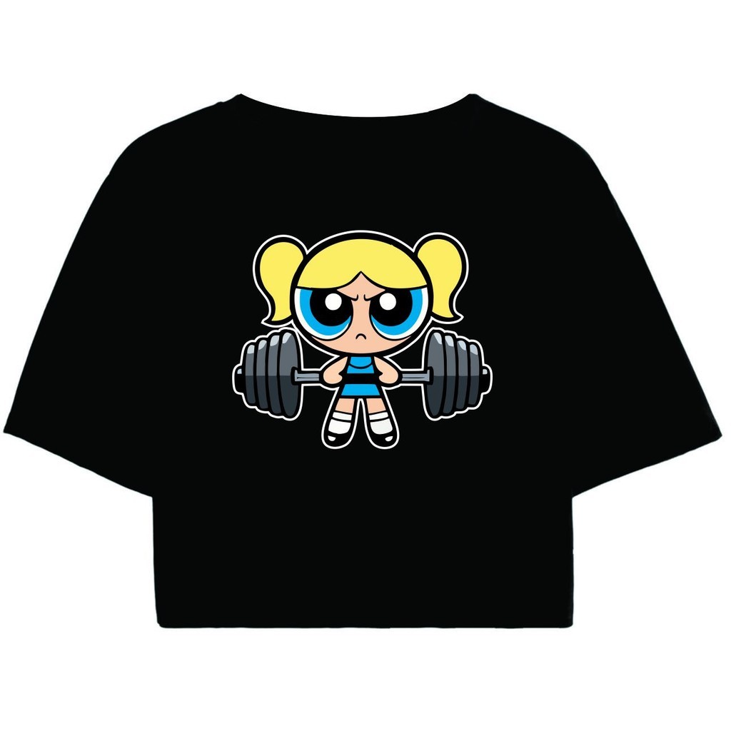 Cropped Feminino Preto blogueira Academia malhação fitness gym lindinha as meninas super poderosas