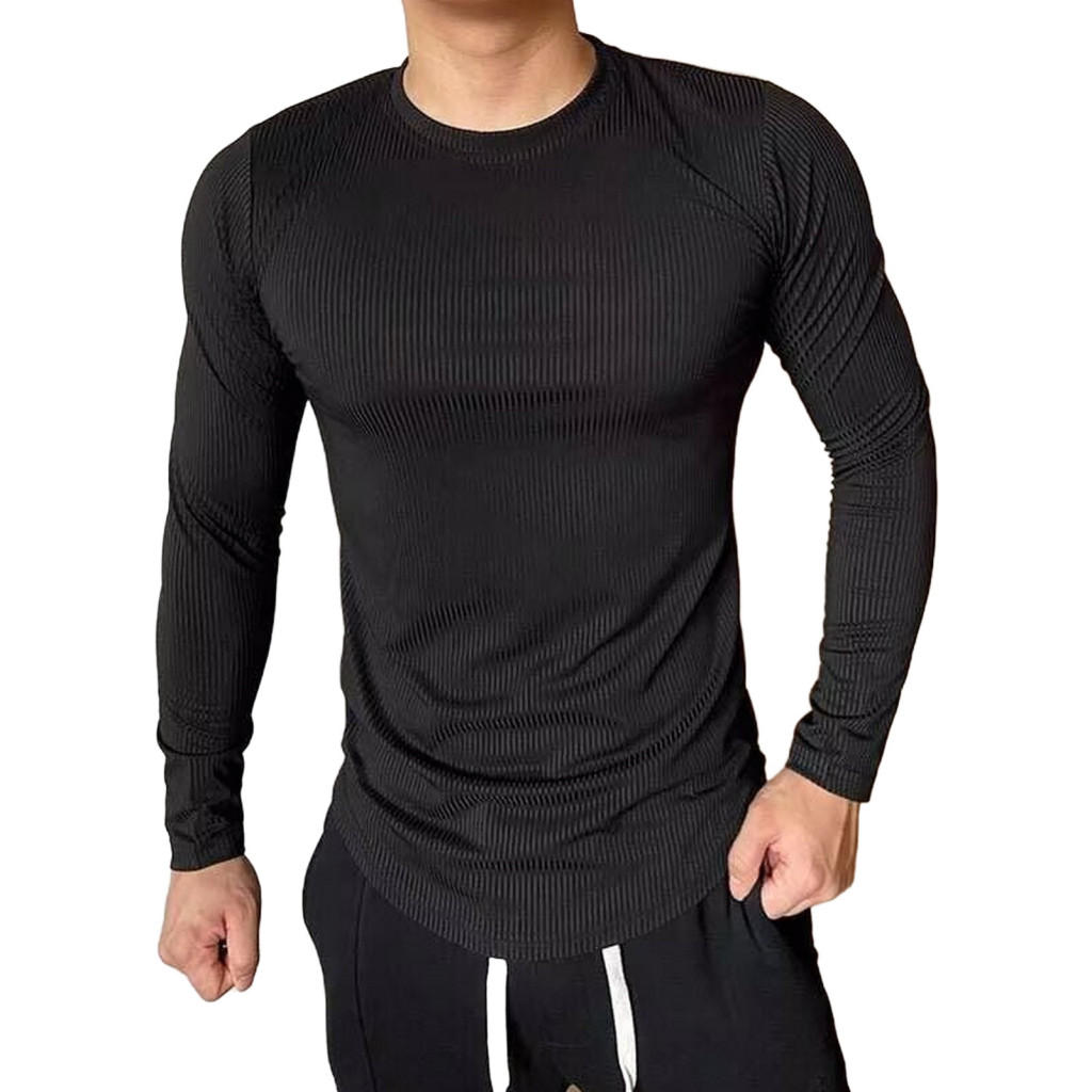 High-elastic Men Activewear Top Slim Fit Long Sleeve Men's Sports T-shirt High Elasticity Quick-dry Compression for Gym