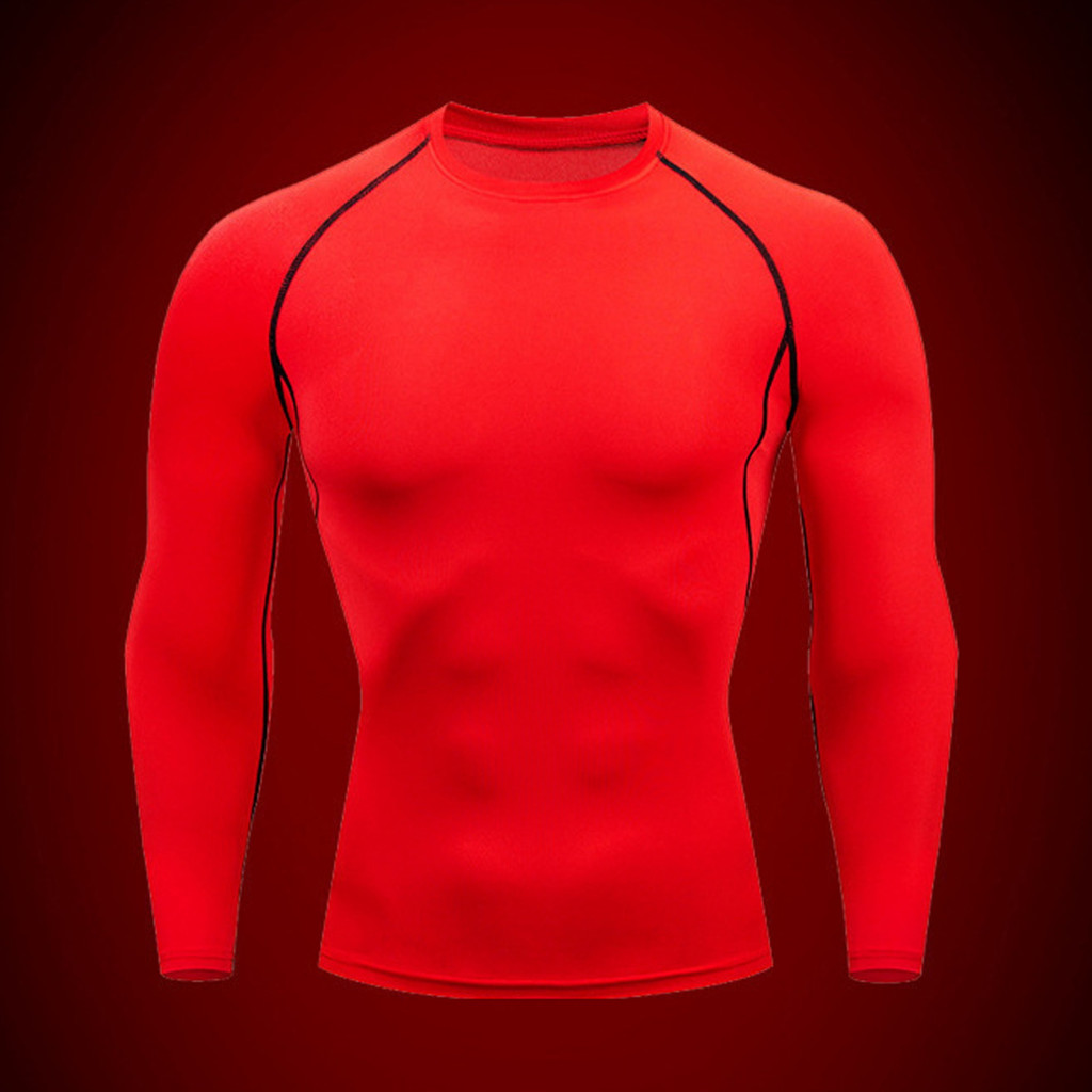 Men Running Top Color-blocked Sports Men's 3d Slim Fit Compression T-shirt – Quick-dry High Elasticity Long Sleeve Gym