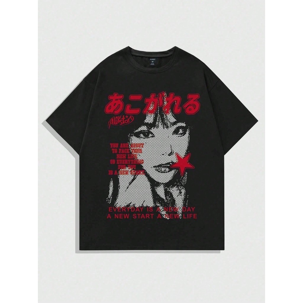 Camisa Básica Anime Y2K Sleeved Oriental Camiseta Masculina Lançamento 2
