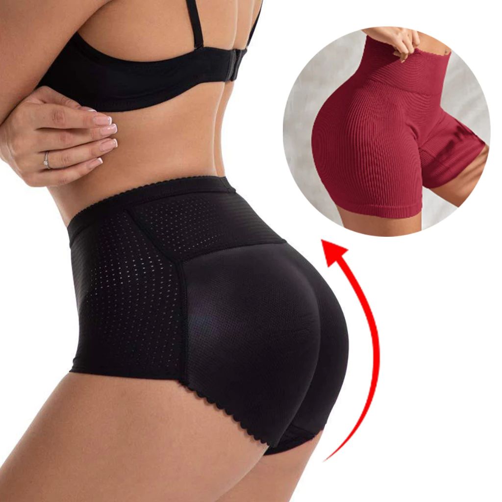 Calcinhas com almofada para levantar o bumbum, em preto/bege, M, secagem rápida, ideais para esportes e yoga.