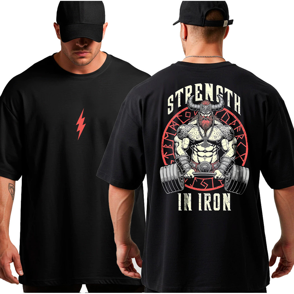 Camiseta Camisa Oversized Academia Top para Musculação Viking Gym Streetwear Masculina 100% Algodão