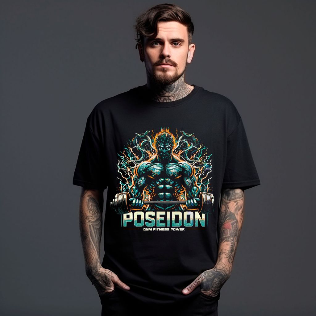 Camiseta Estampada Academia Gym Poseidon Treino Pesado 100% Algodão Imperdivel