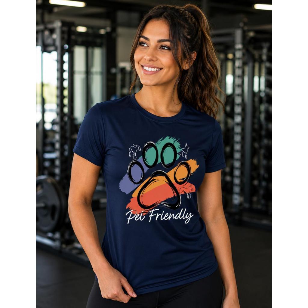 Baby Look Feminina Dry Fit Pet Friendly Estampa Patinha – Camiseta Fitness