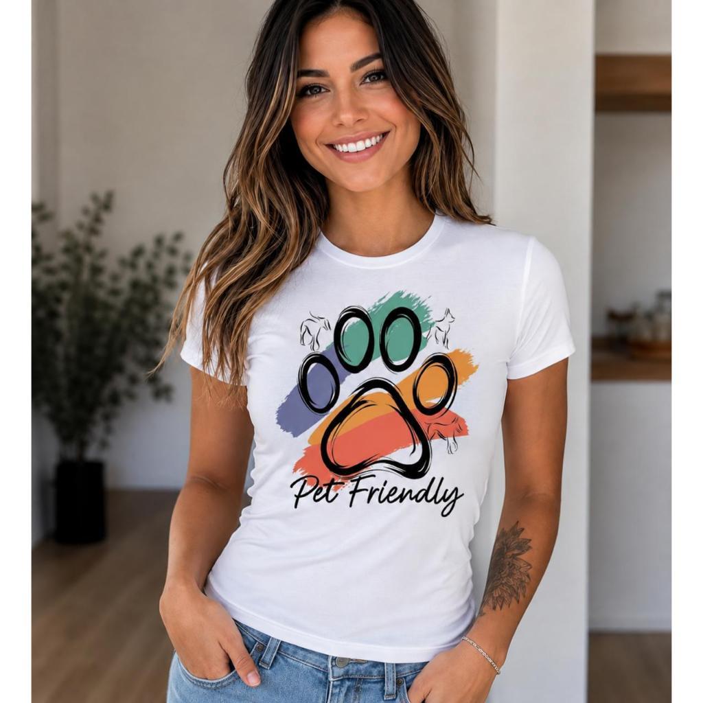 Baby Look Feminina Dry Fit Pet Friendly Estampa Patinha – Camiseta Fitness