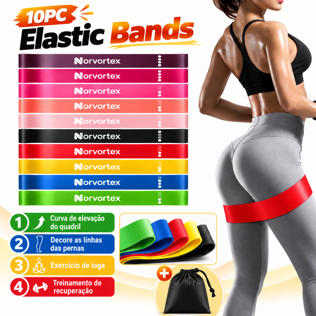 Norvortex 10PC Yoga Elastic Bands Shaping Fitness Exercise Squat And Hip Stretch For Home Gym