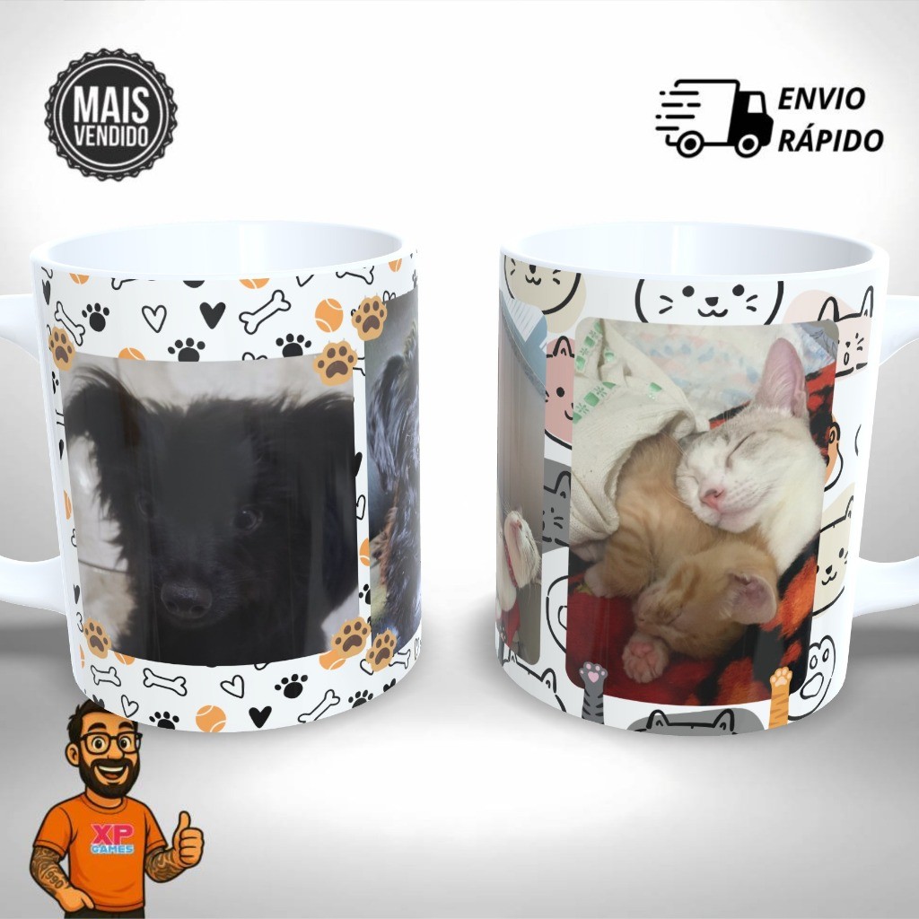 Caneca Personalizada com seu Pet Gato Cachorro Fotos