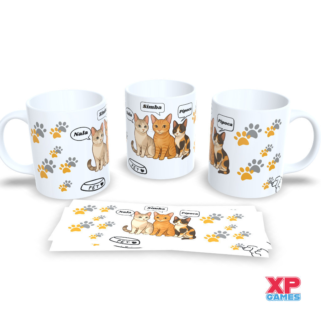 Caneca de Cerâmica Xicara Personalizada do Seu Pet em Cartoon Gerada por AI