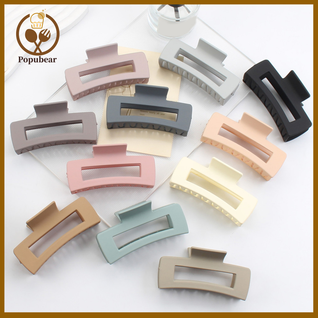 Hair Claw Clip Sweet Style Frosted Rectangle for Women – Hollow Back Design Big Shark for Wear Parties and Outings Sty