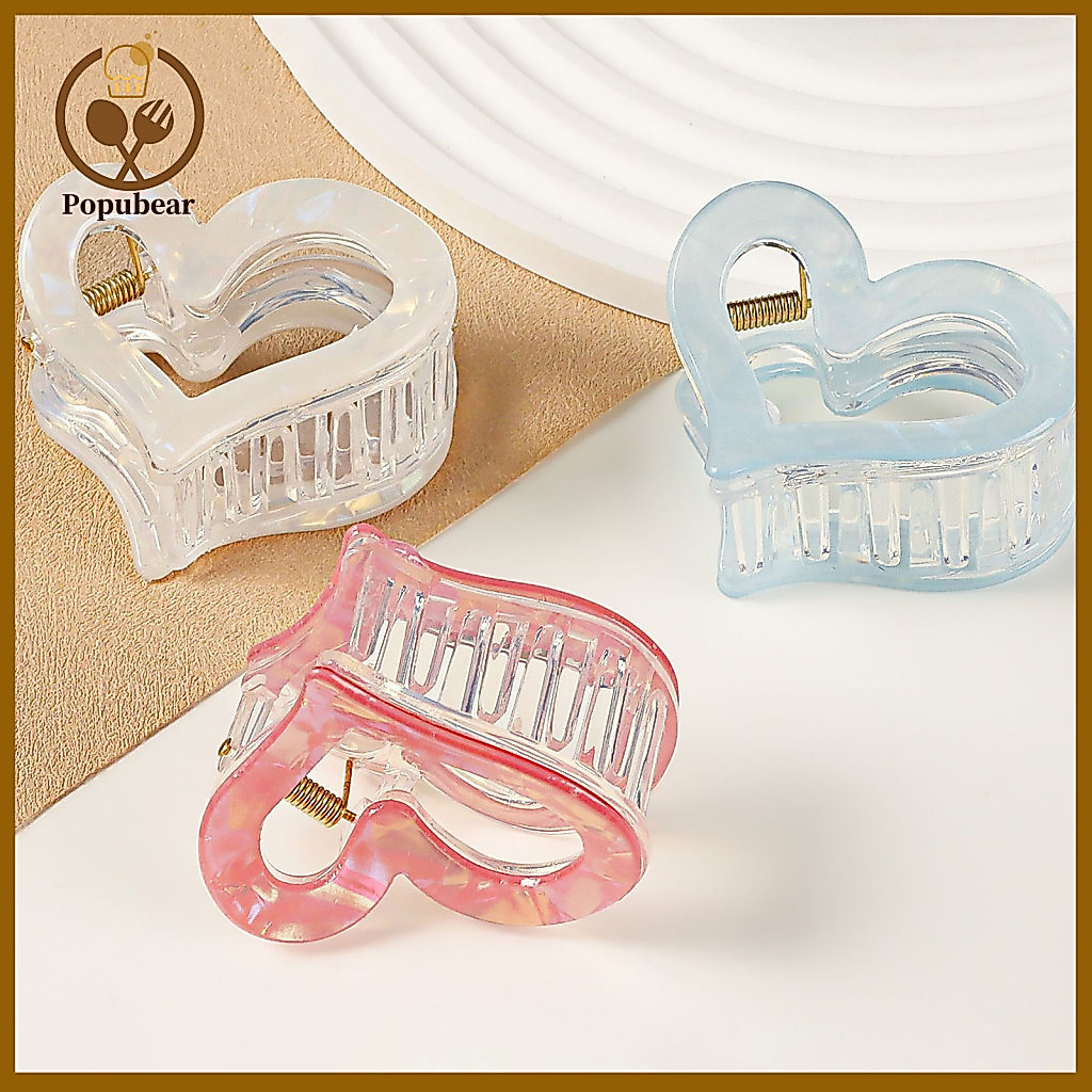 Colorful Hair Accessory Medium Size Hollow Heart Claw Clip Anti-slip Strong Grip Shark Tooth for Women Stylish Back Head