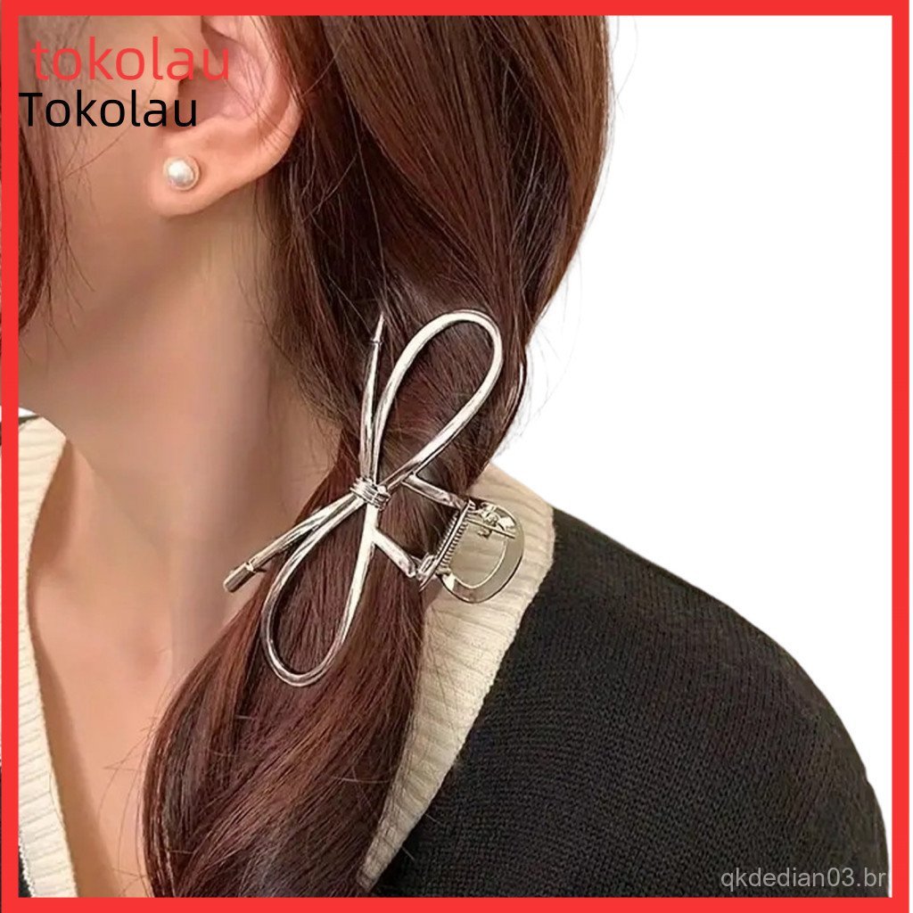 Rust-proof Hair Clip Women Claw Hollow Geometric Bowknot Shape Anti-slip Clamp Back Head Accessories for Stylish Hold