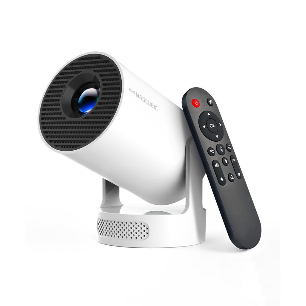 Magcubic Home Projector, Compact, Ceiling Projection, Android 14, 4K Compatible, 360° Hi-Fi Stereo Speaker