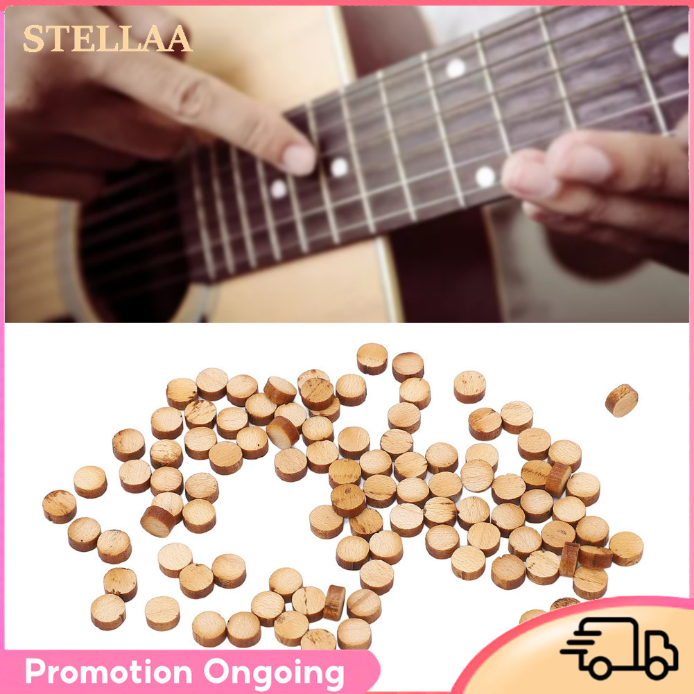Stellaa Eujgoov 100 Guitar Fret Dots Maple Wood Inlay Dot Marker Feito para guitarras Ukuleles Bandolins 5mm com 2mm de